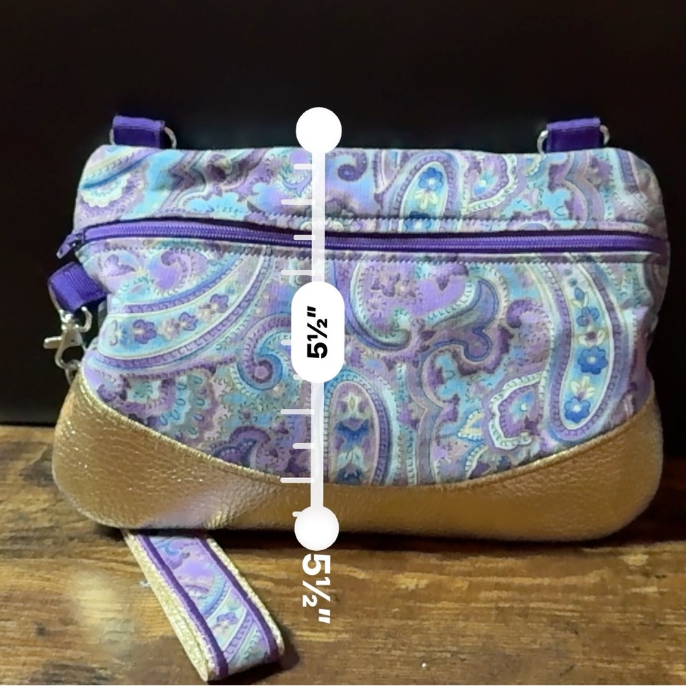 Homemade by Gloria McAdams a Purple & Gold Paisley Bag/wristlet/crossbody - Picture 7 of 8